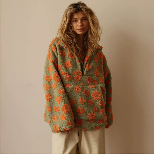 Polaire Sherpa Zippé et Chaud – Col Chemise Décontracté et Grande