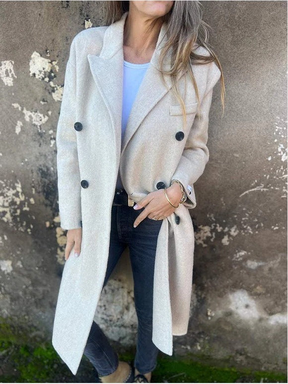Manteau Femme Élégant Double Boutonnage