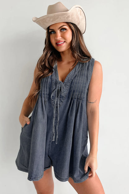 Combinaison en Jean sans Manches à Manches Courtes et Short