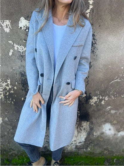 Manteau Femme Élégant Double Boutonnage