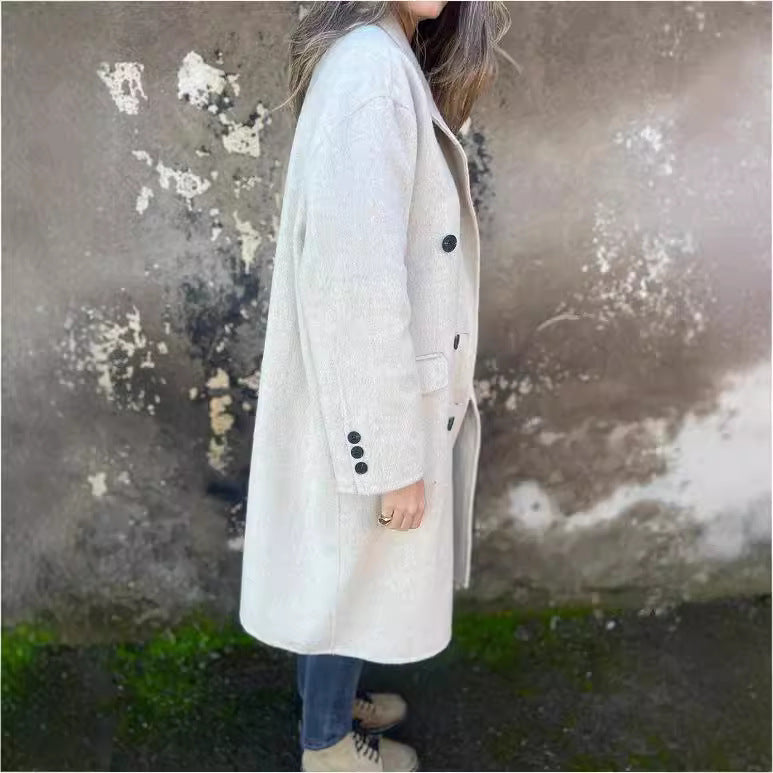 Manteau Femme Élégant Double Boutonnage